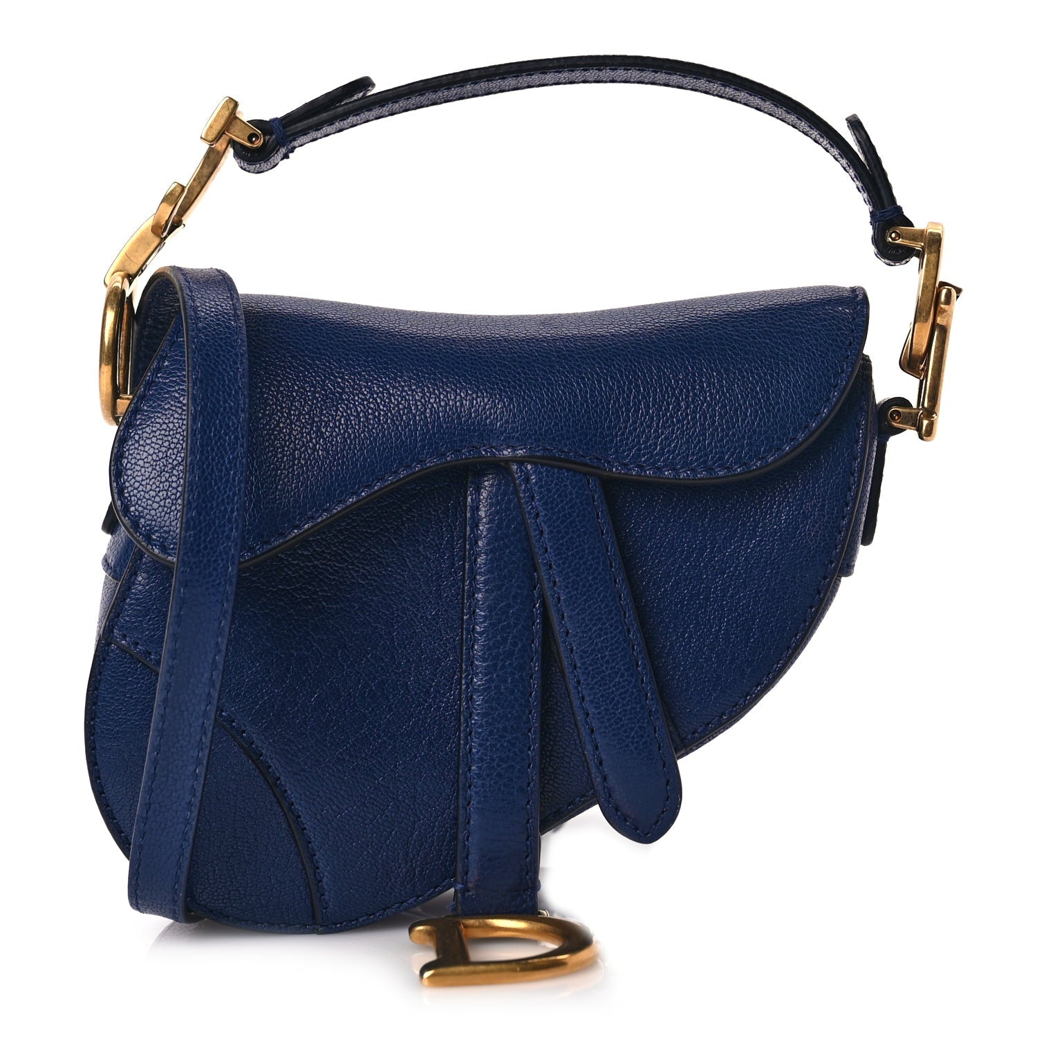 Christian Dior Goatskin Micro Saddle Bag With Strap Blue Royale 1 of 8