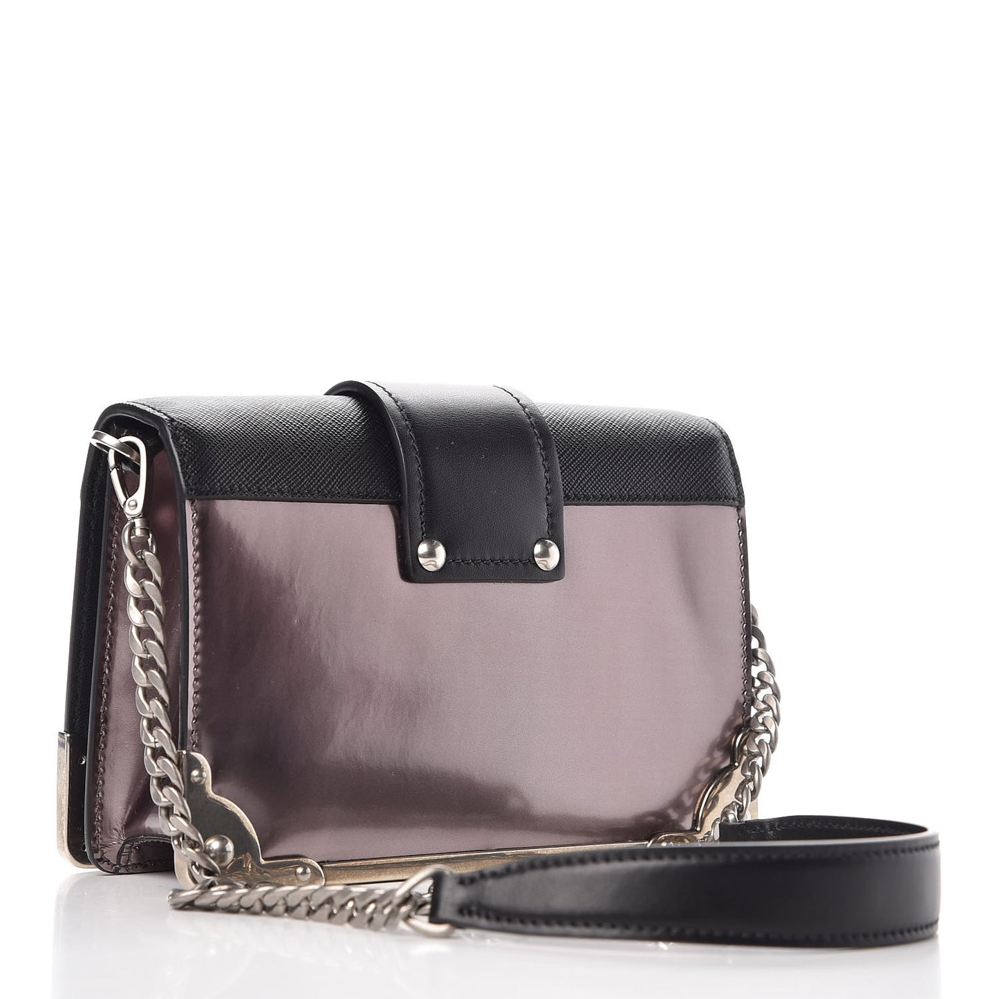 Metallic Vitello Saffiano Cahier Bag Ferro Black