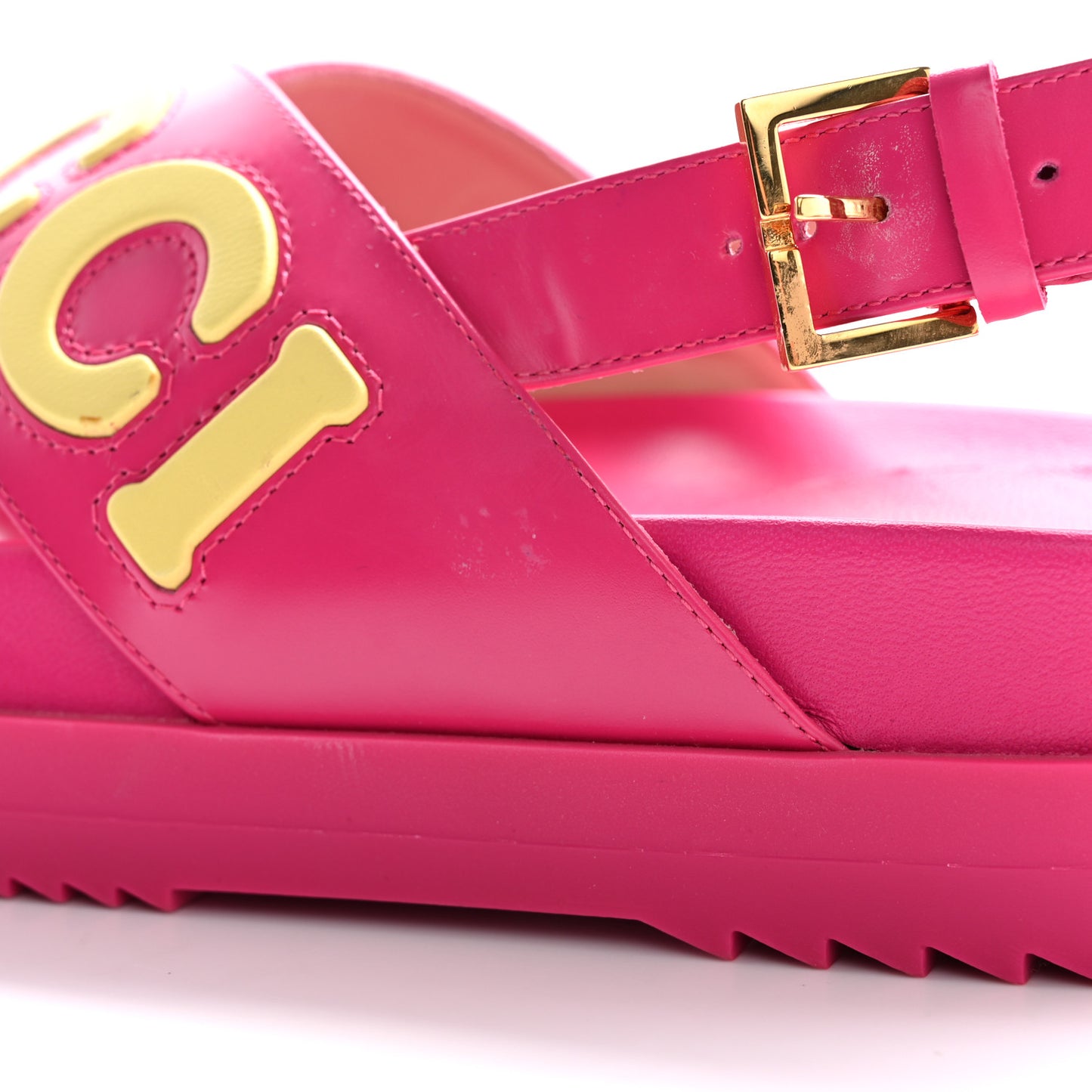 Calfskin Elizabeth Nappa Charlotte Logo Slingback Sandals 37.5 Fancy Fuchsia