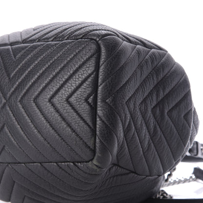 Chanel Deerskin Chevron Medium CC Chain Bucket Drawstring Bag Black 8 of 10