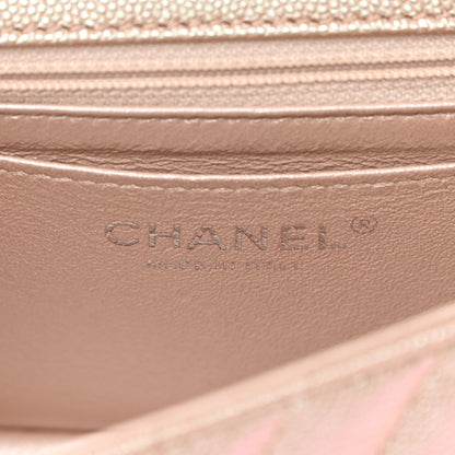 Chanel Iridescent Caviar Chevron Quilted Mini Rectangular Flap Light Gold 5 of 12