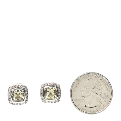 David Yurman Sterling Silver Diamond Lemon Citrine 7mm Albion Earrings 2 of 4