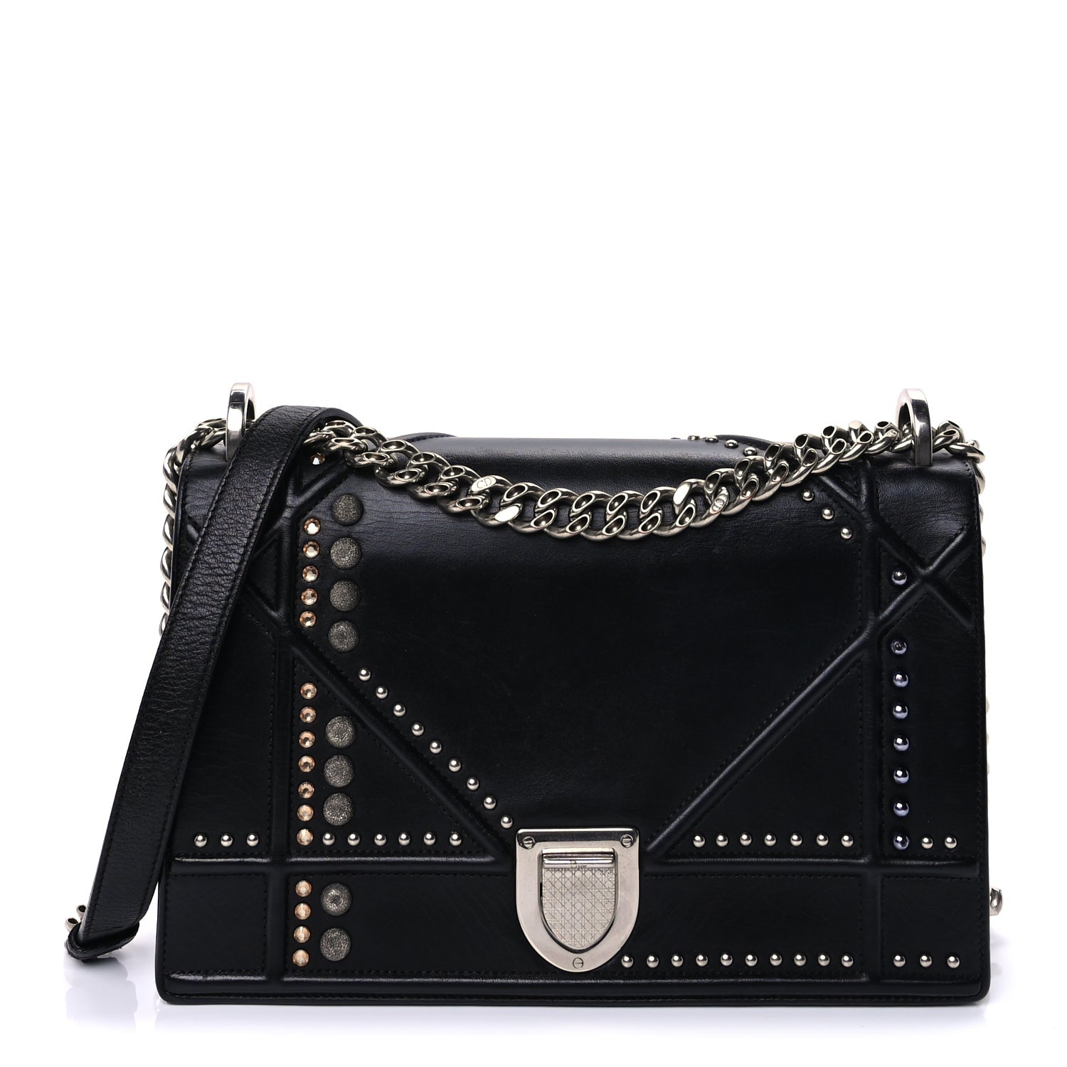 Christian Dior Lambskin Studded Medium Diorama Flap Bag Black Black 1 of 7