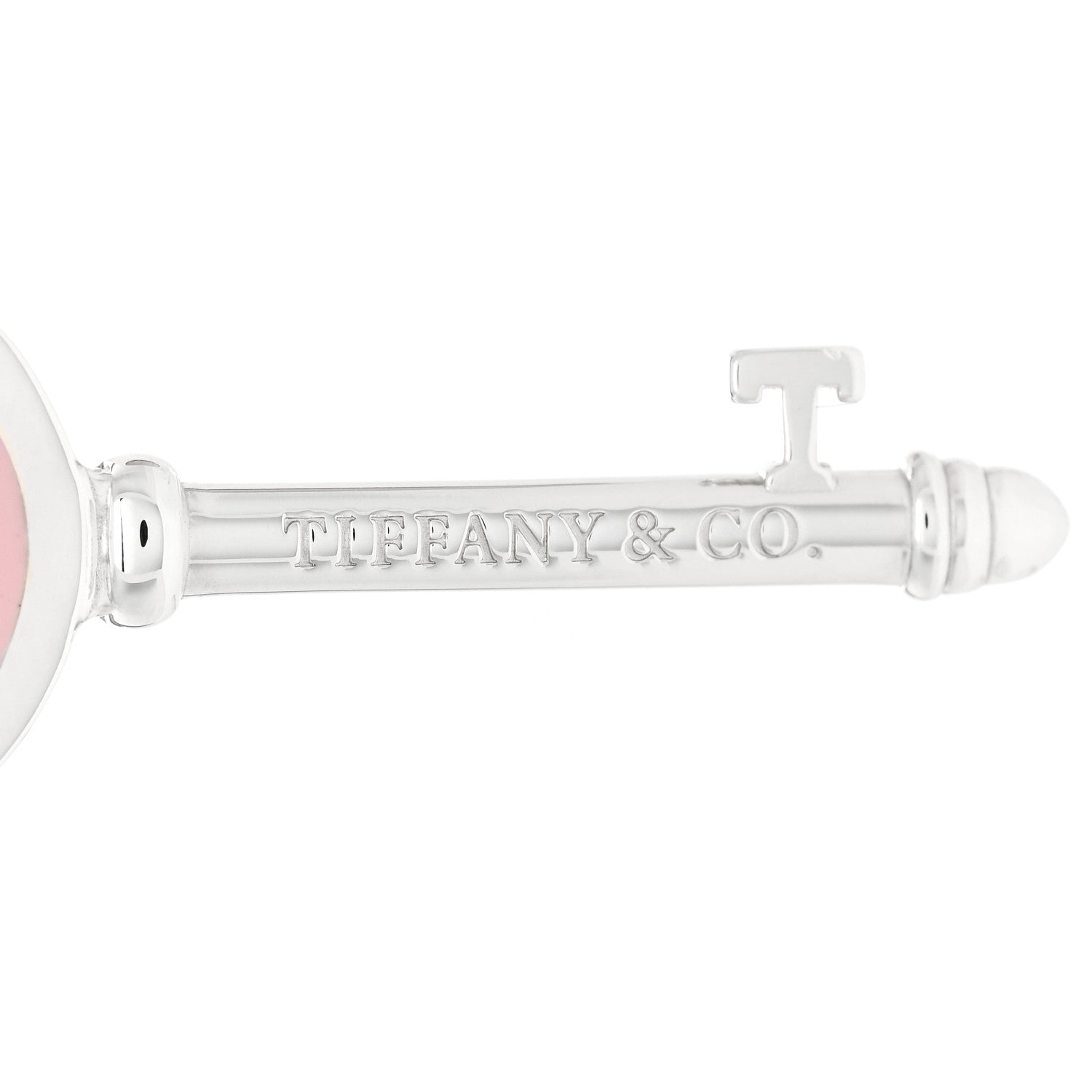 Tiffany Sterling Silver Enamel Keys Heart Key Pendant Pink 5 of 7