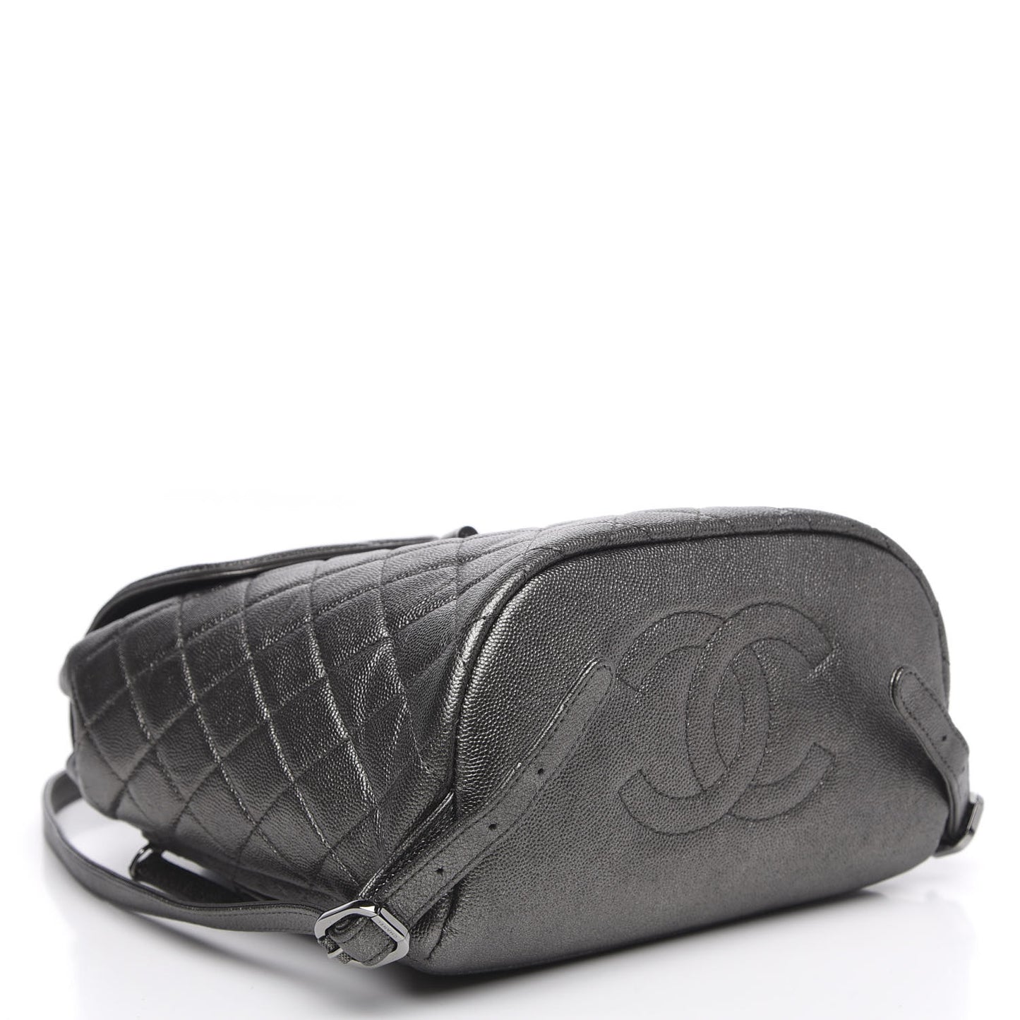 Metallic Caviar Quilted Filigree Backpack Dark Silver