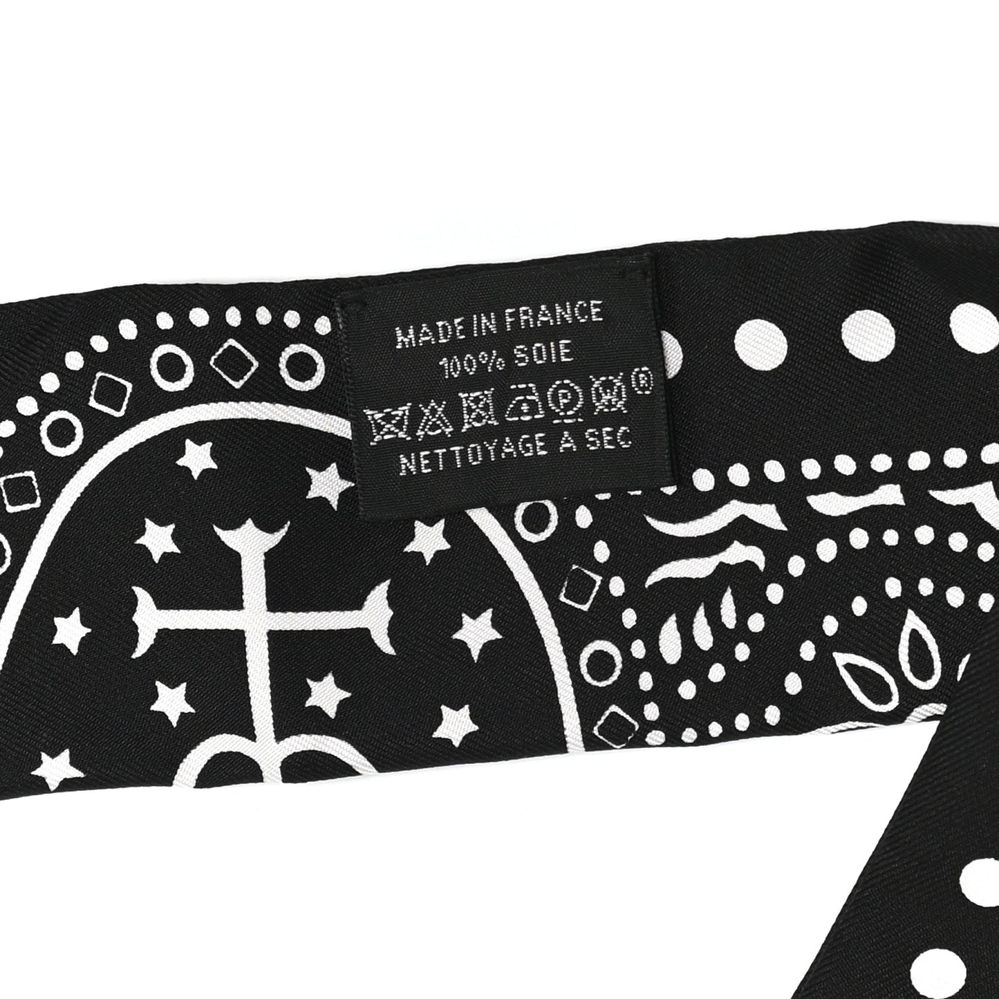 Silk Peuple Du Vent Bandana Twilly Black White