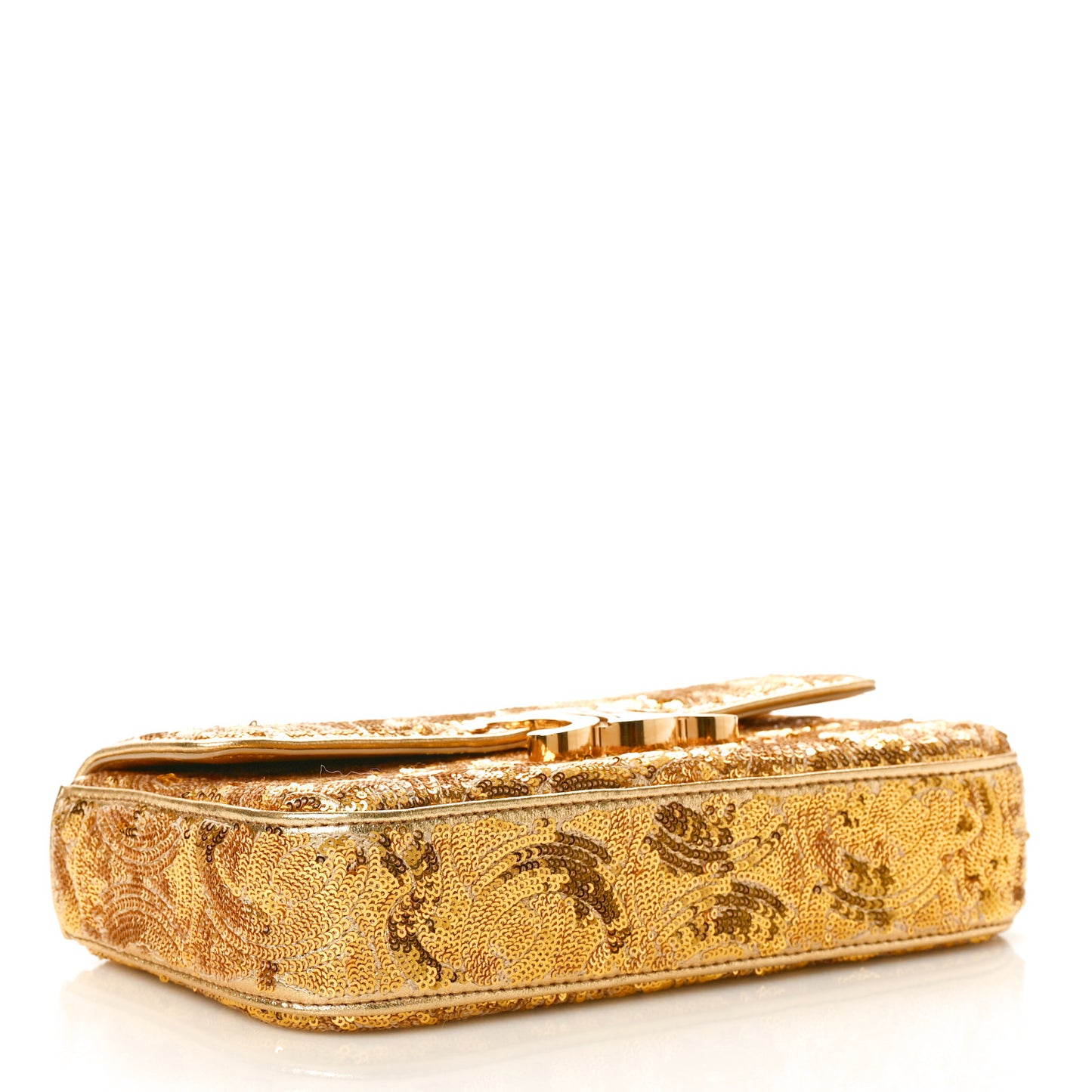 Sequin Triomphe Chain Shoulder Bag Gold