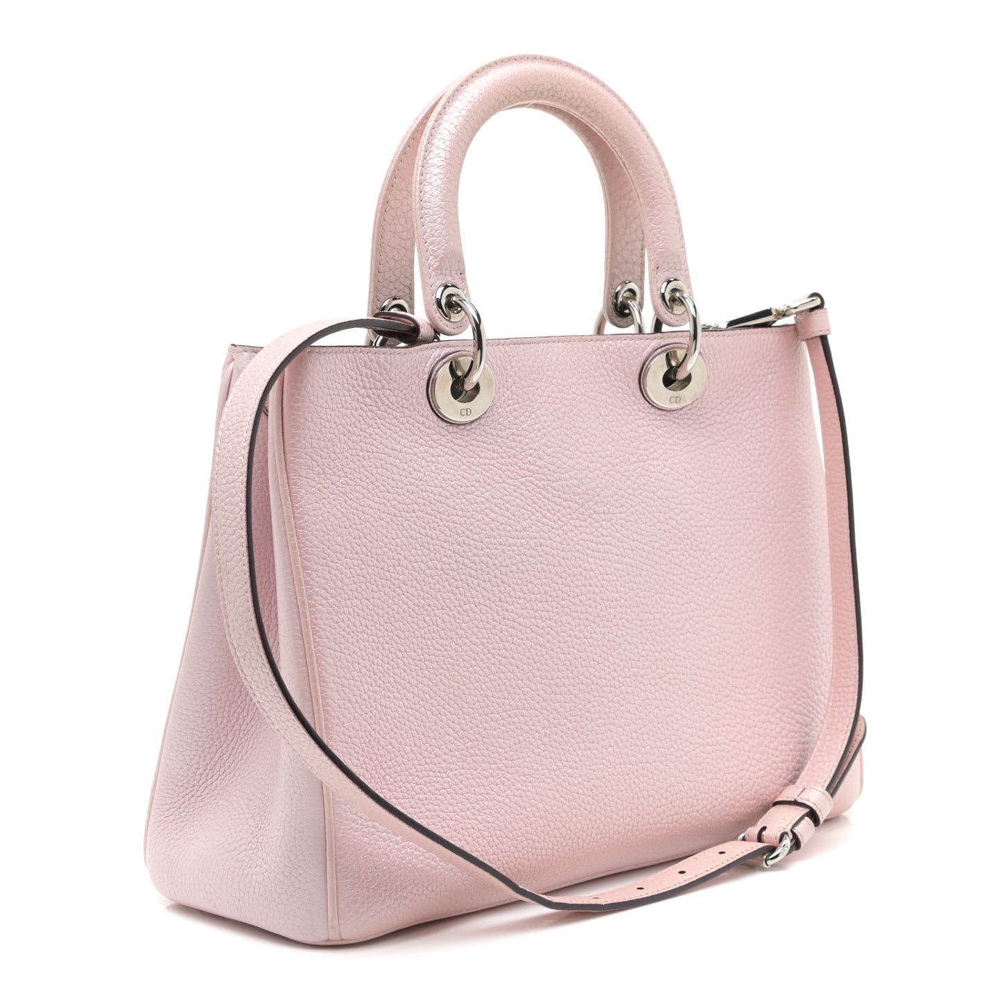 Metallic Bullcalf Medium Diorissimo Tote Pink