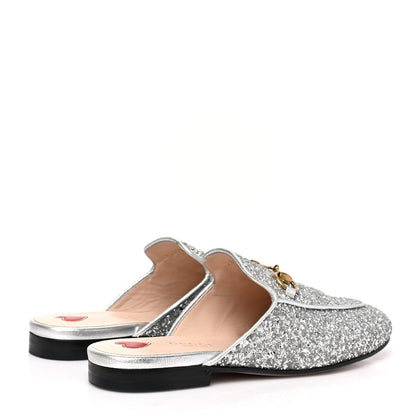 Gucci Glitter Womens Princetown Slippers 36 Silver 4 of 9