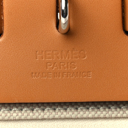 Hermes Military Toile Vache Hunter Herbag Zip Retourne 31 PM Beton Naturel 6 of 11