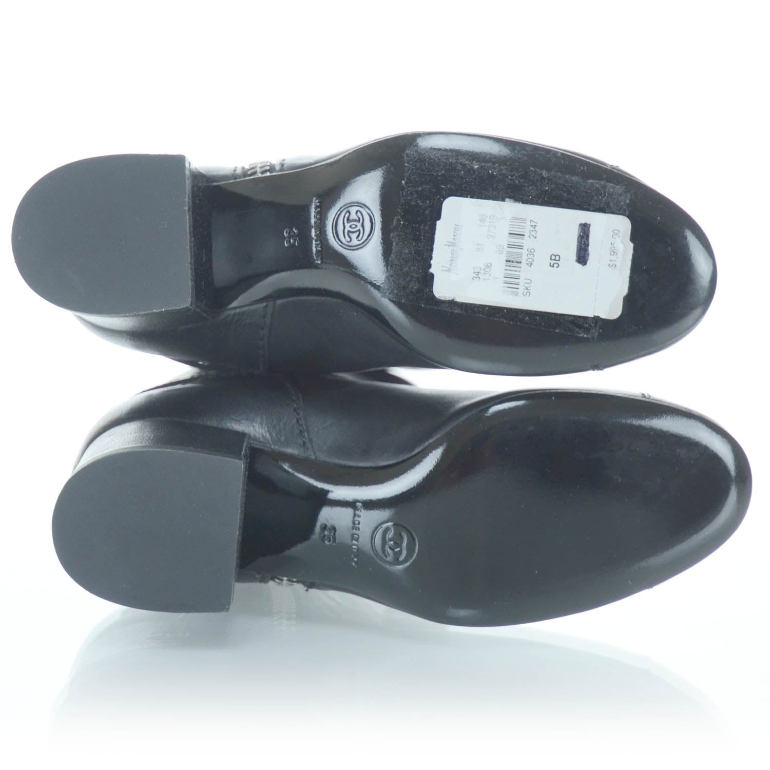 Chanel Leather Tall Riding Boots 35 Black 5 of 7