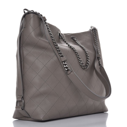 Chanel Calfskin Stitched Large Hobo Grey 4 of 9