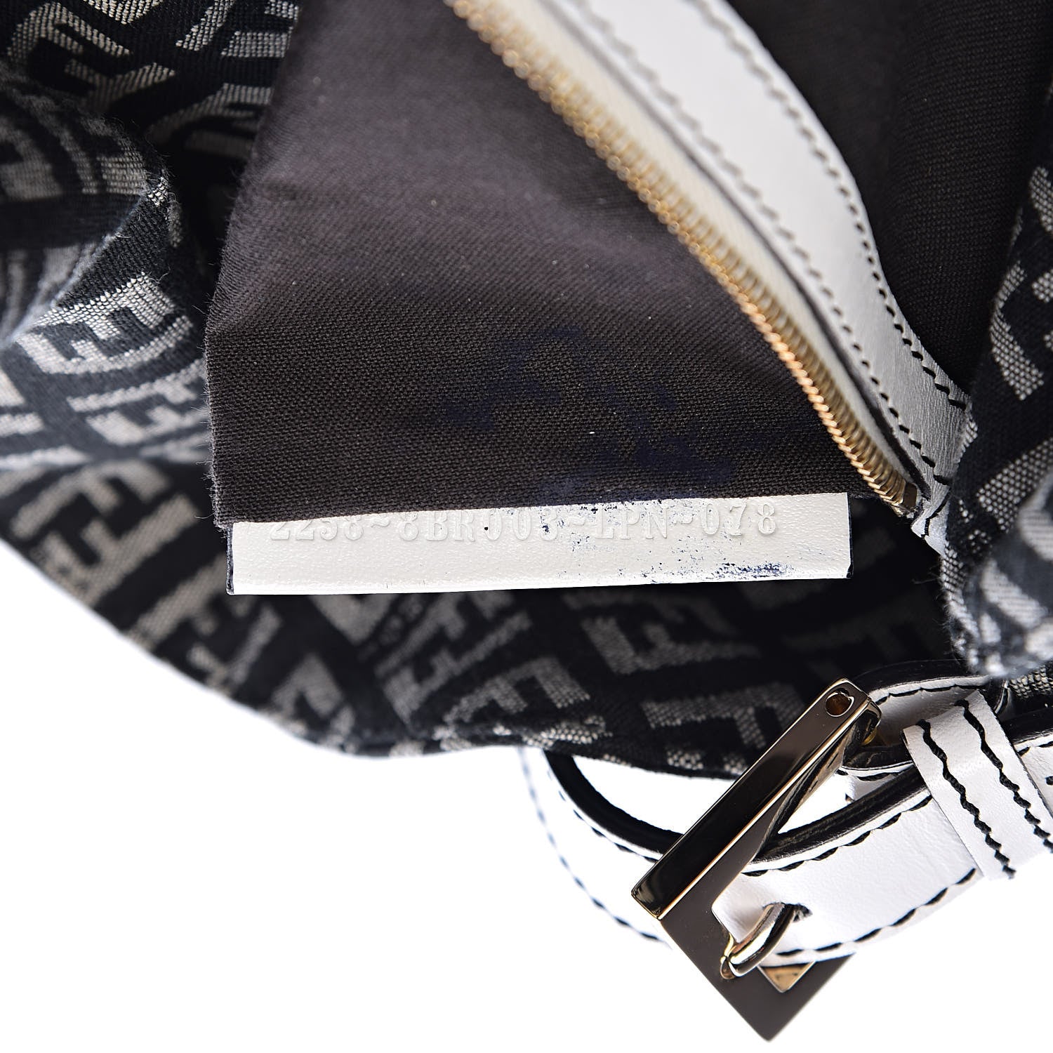 Fendi Zucchino Vitello Baguette Black White 6 of 11