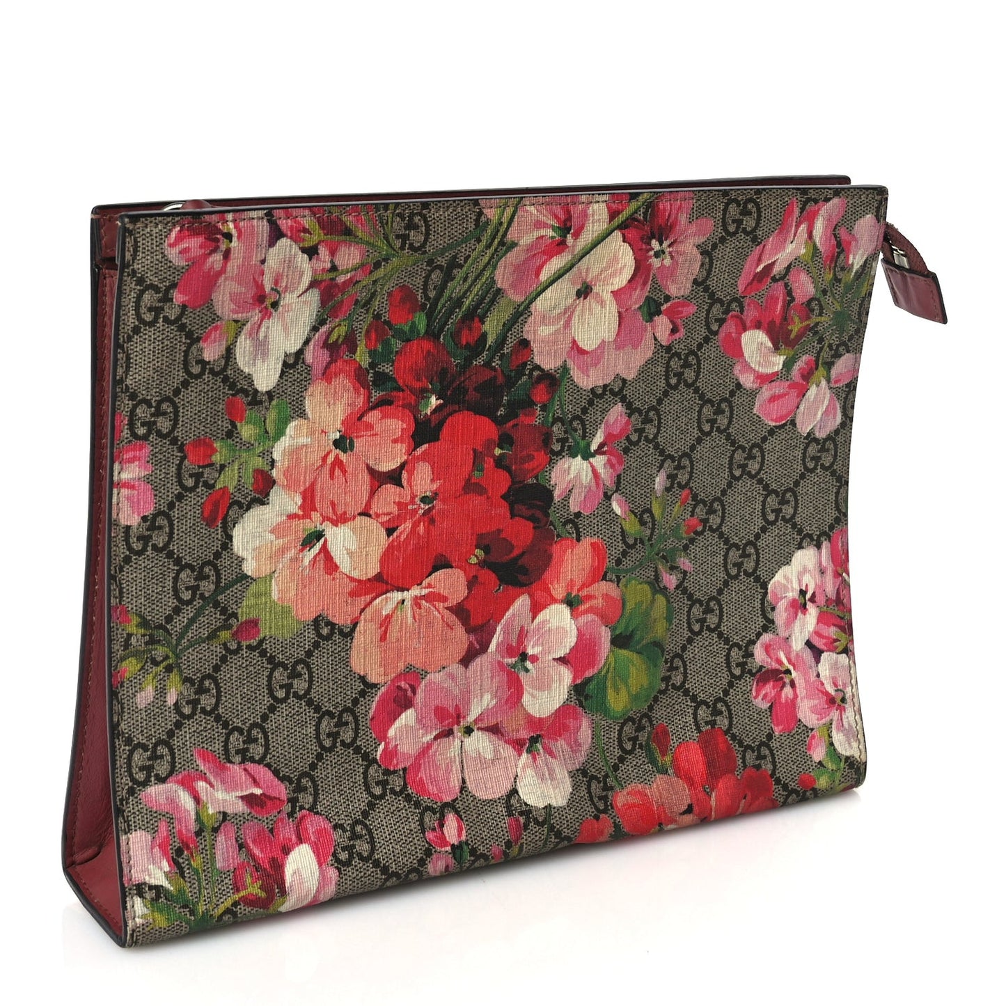 GG Supreme Monogram Blooms Large Cosmetic Case Beige Multicolor Dry Rose
