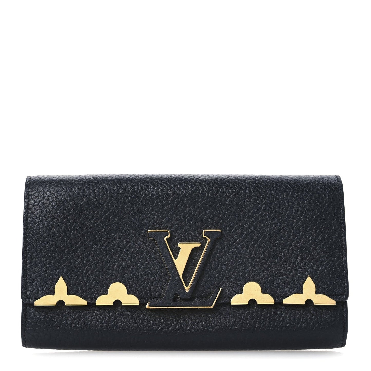Taurillon Embellished Capucines Long Wallet Black