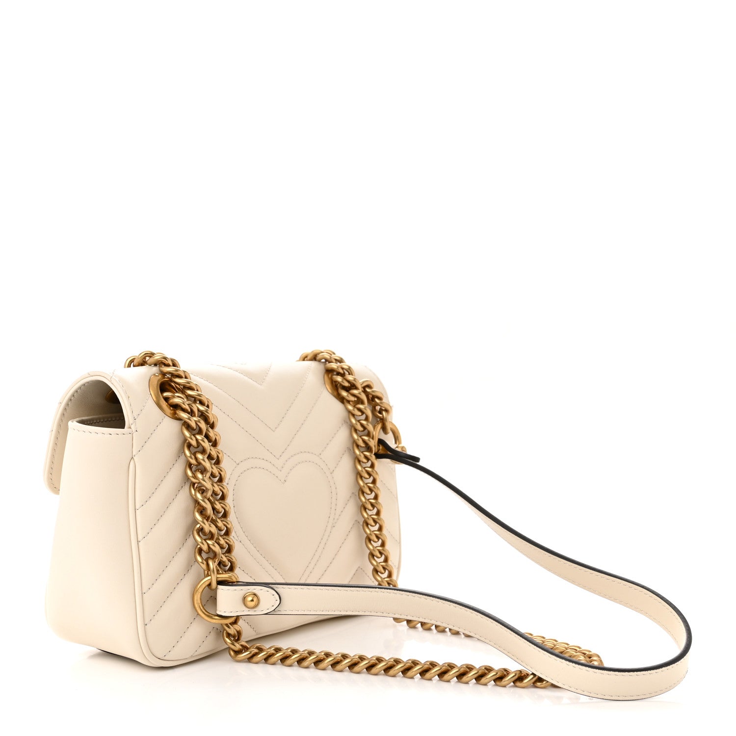 Gucci Calfskin Matelasse Mini GG Marmont Shoulder Bag White 3 of 10
