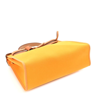Hermes Toile Officer Vache Hunter Herbag Zip 31 PM Jaune Ambre Natural 4 of 10