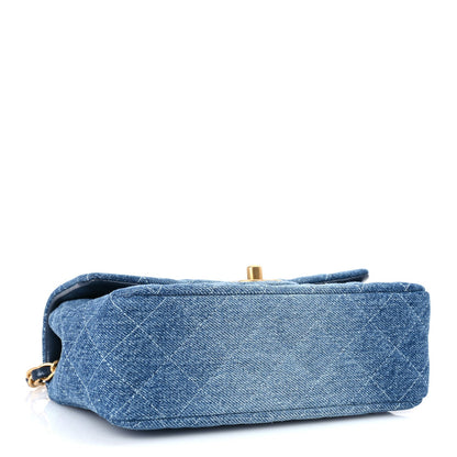 Chanel Washed Denim Quilted Mini Rectangular Flap Blue 3 of 9