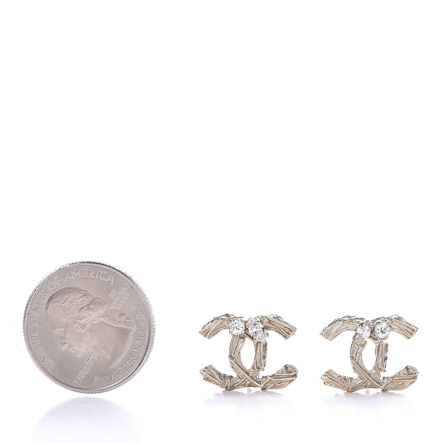 Chanel Crystal CC Earrings Gold 2 of 3