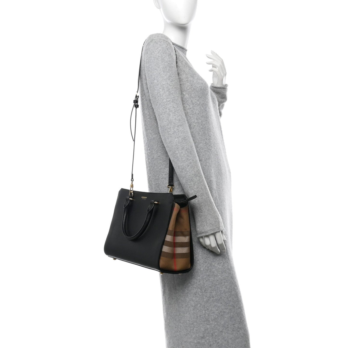 Calfskin Mega Check Small Banwell Tote Black