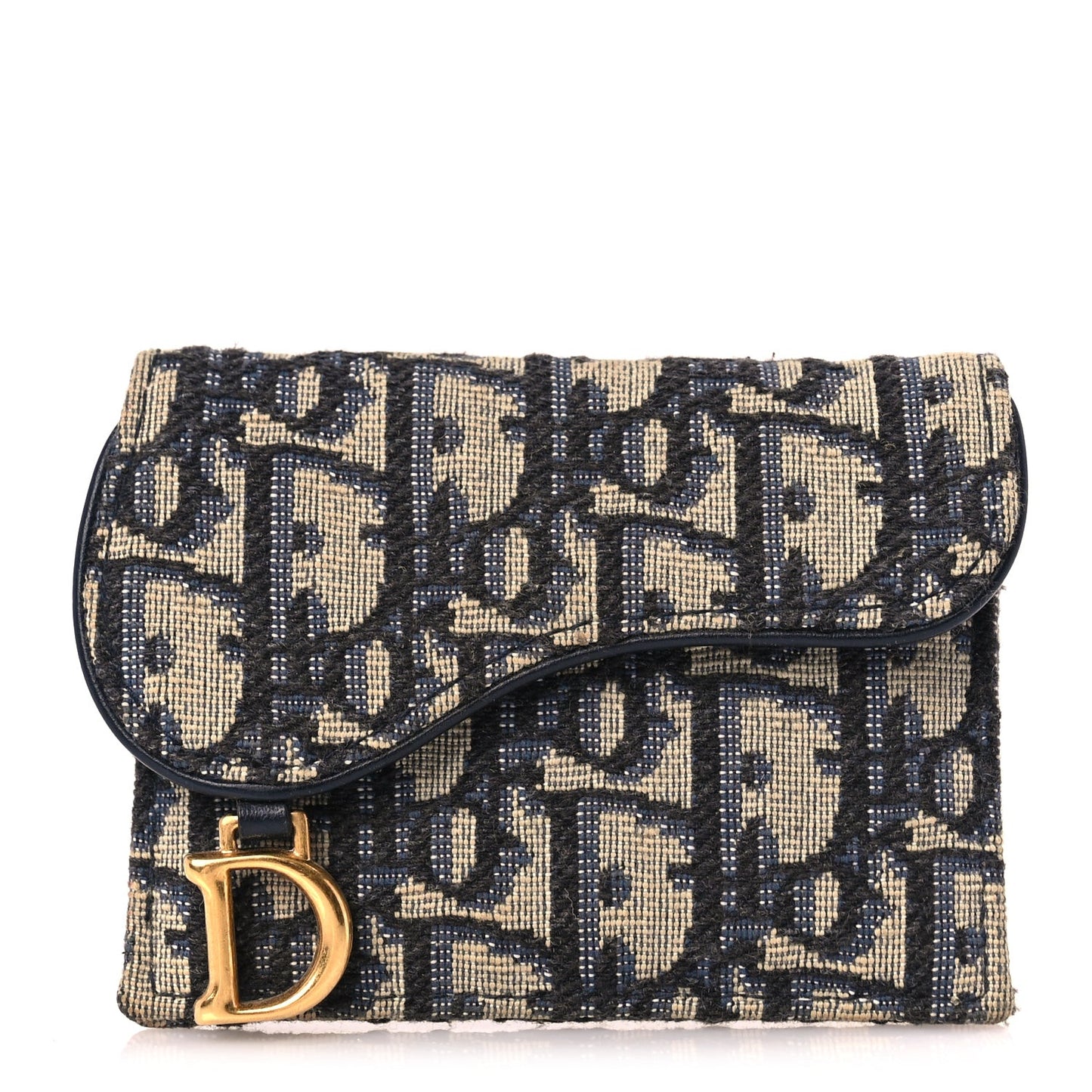 Oblique Saddle Card Holder Blue