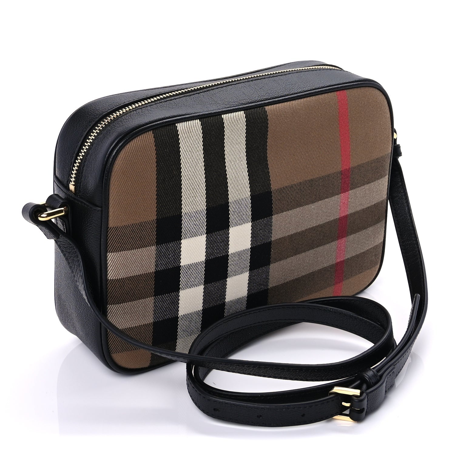 Burberry Calfskin House Check Medium Camera Bag Black 2 of 8