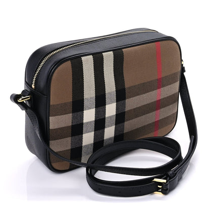 Burberry Calfskin House Check Medium Camera Bag Black 2 of 8