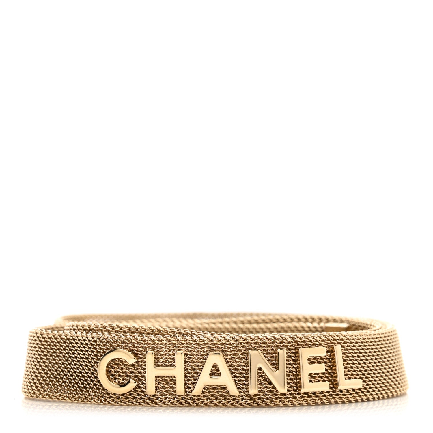 Chanel Metallic Mesh Logo Belt Gold 1 of 3