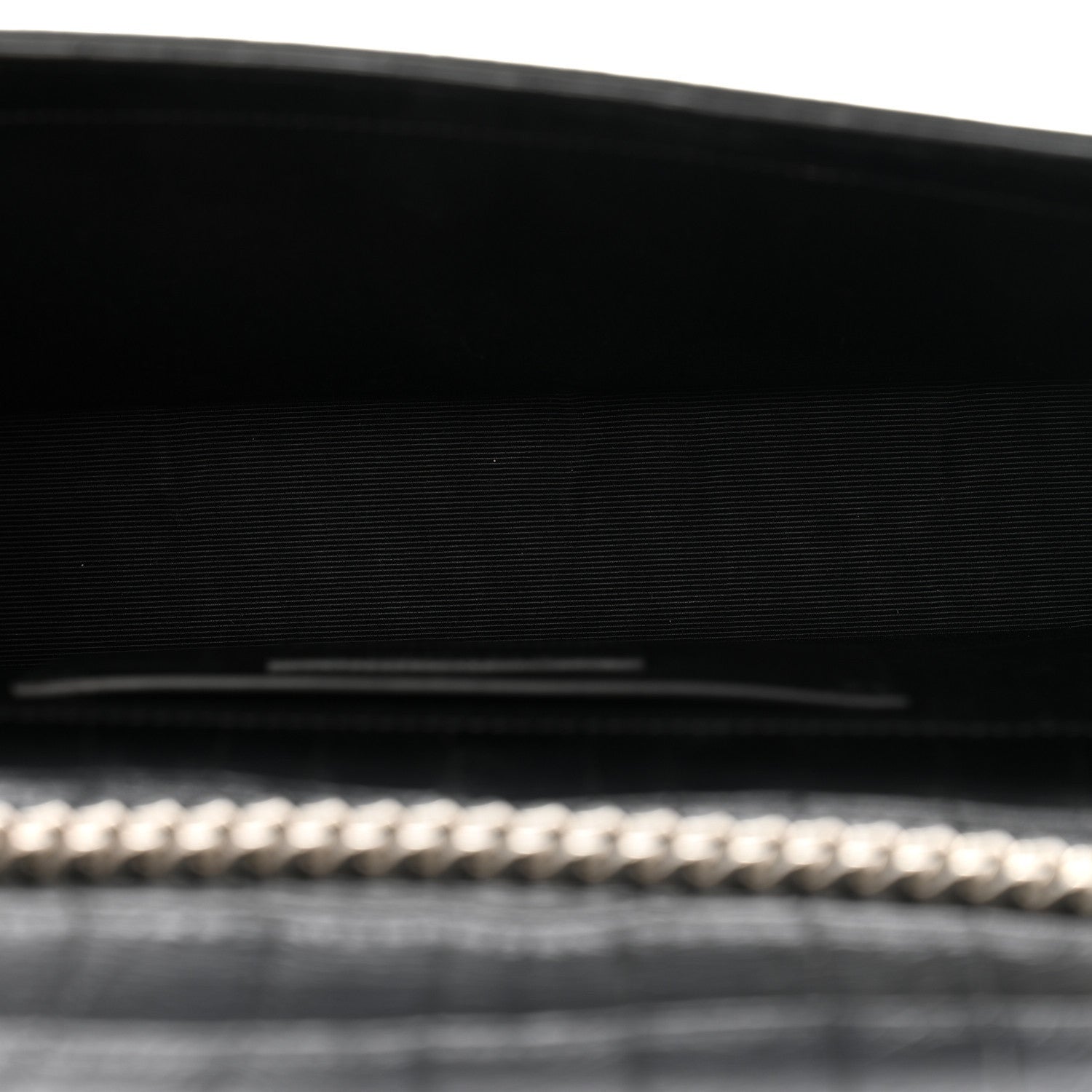 Saint Laurent Calfskin Crocodile Embossed Medium Classic Monogram Kate Tassel Satchel Black 5 of 7