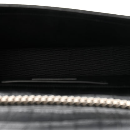 Saint Laurent Calfskin Crocodile Embossed Medium Classic Monogram Kate Tassel Satchel Black 5 of 7