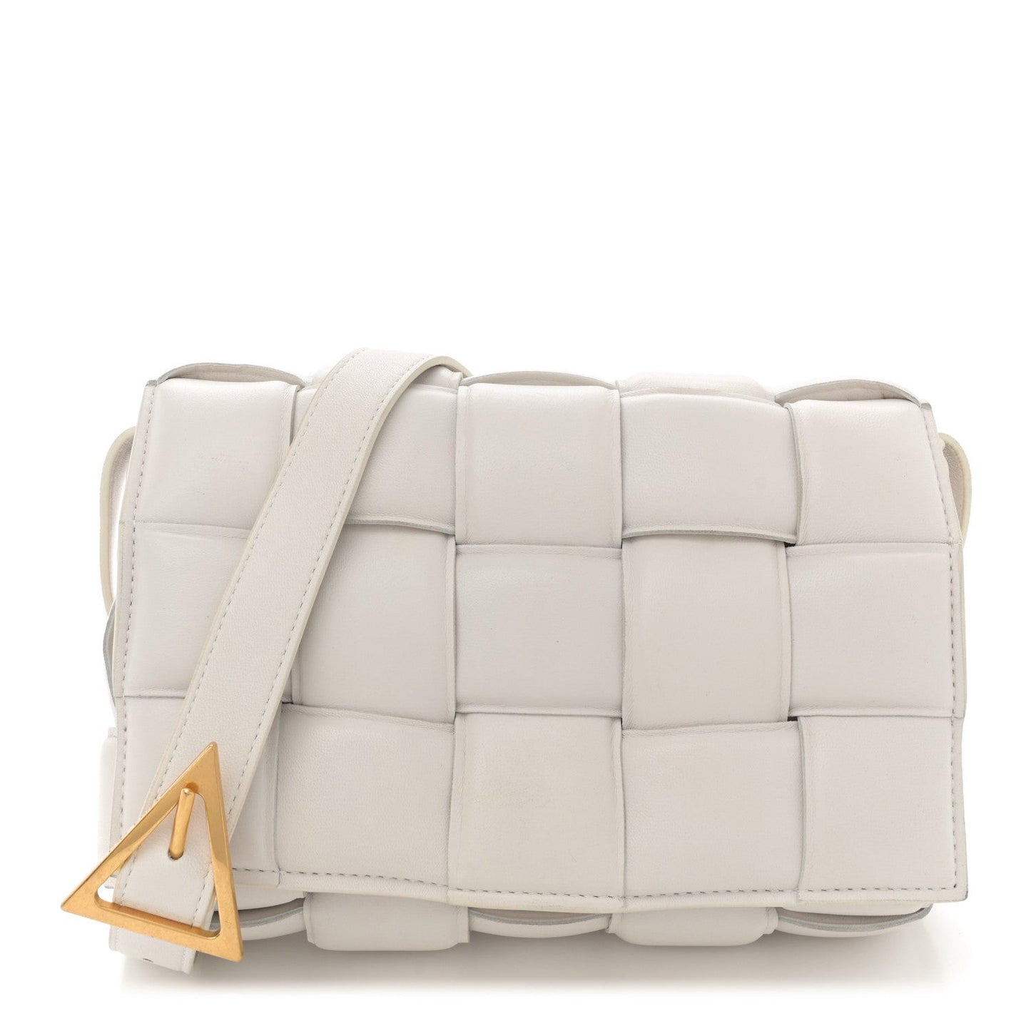 Nappa Maxi Intreccio Padded Cassette Crossbody Bag Chalk