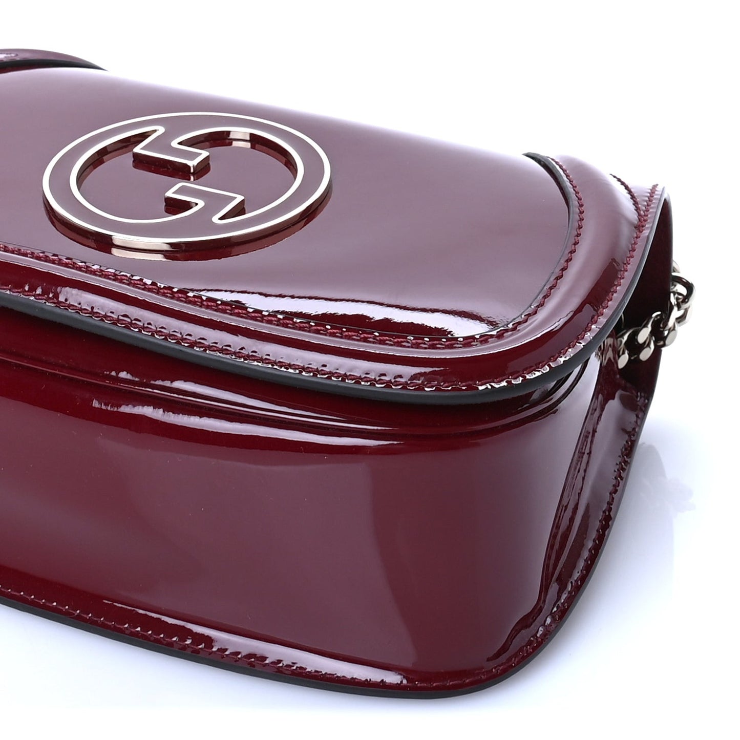 Patent Blondie Medium Shoulder Bag  Rosso Ancora