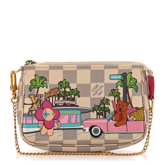 Damier Azur 2021 Christmas Animation Hollywood Mini Pochette Accessories  Fuchsia
