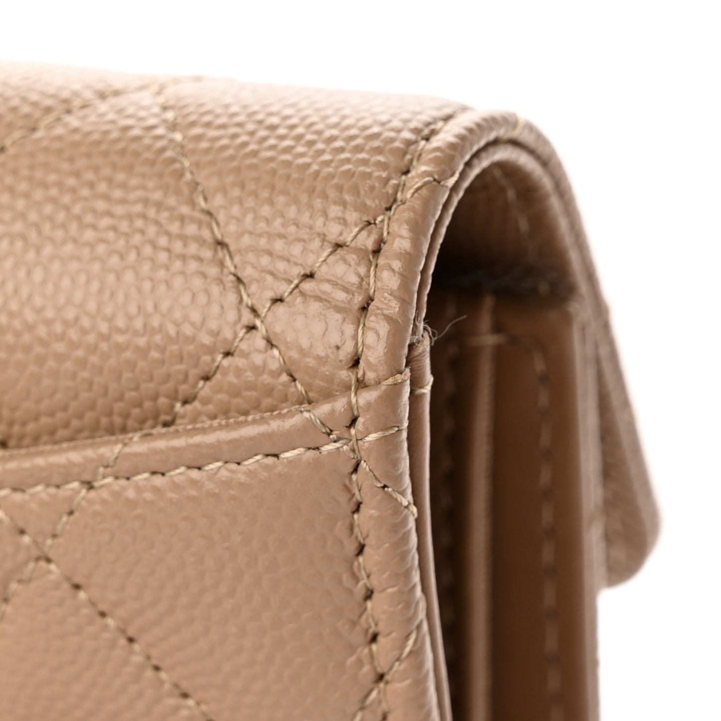 Caviar Quilted Medium Flap Wallet Beige