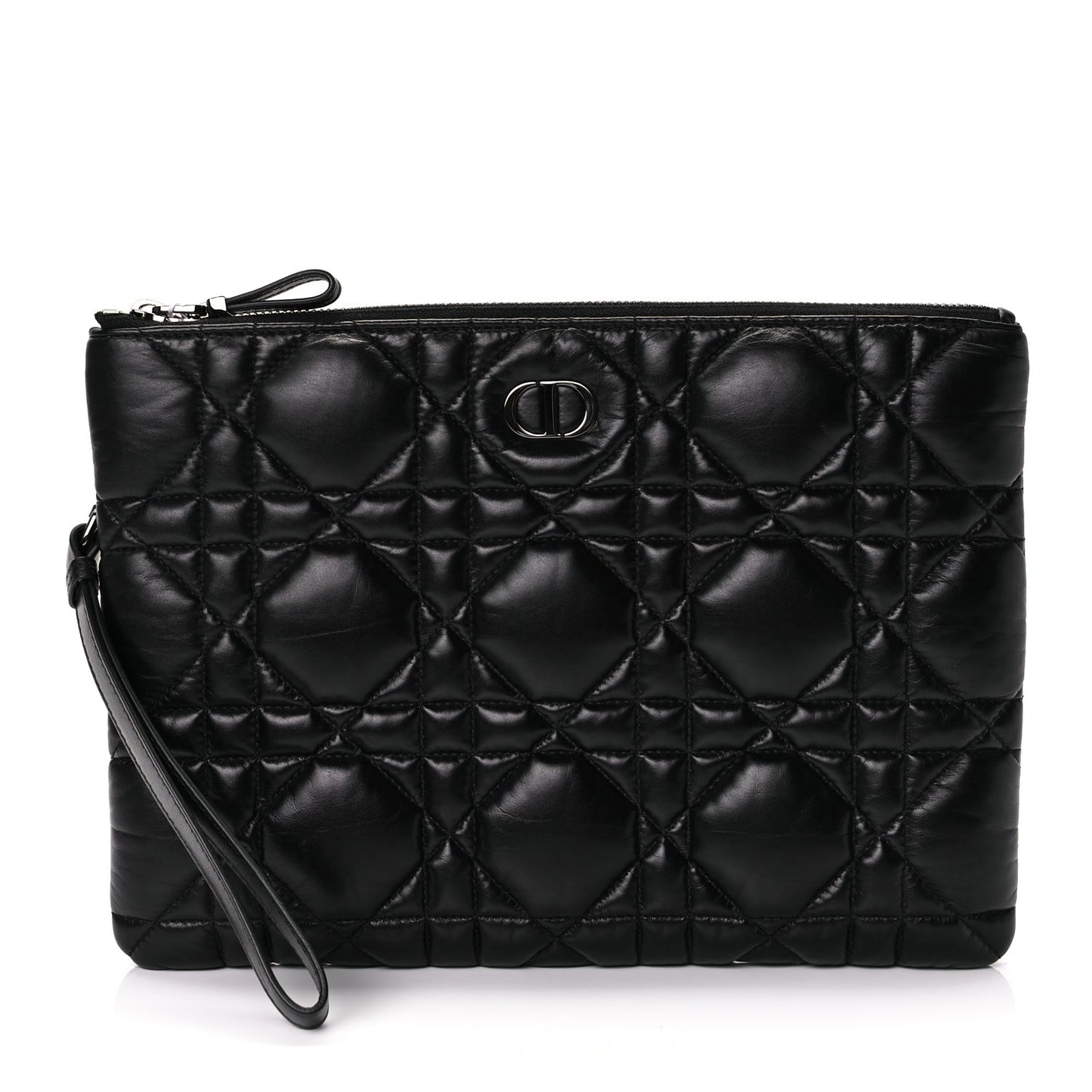 Supple Calfskin Cannage Caro Daily Pouch Black