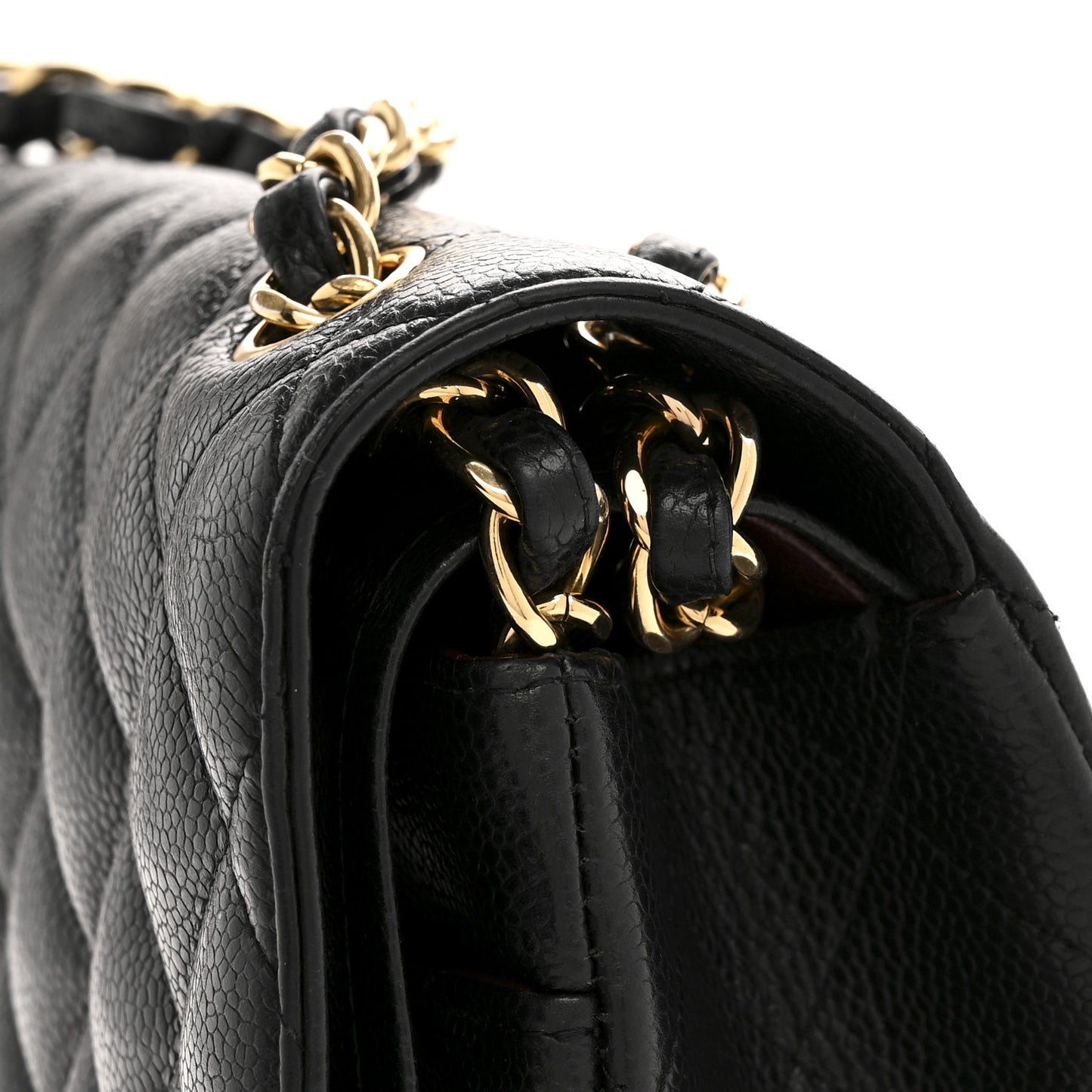 Caviar Quilted Jumbo Double Flap Black