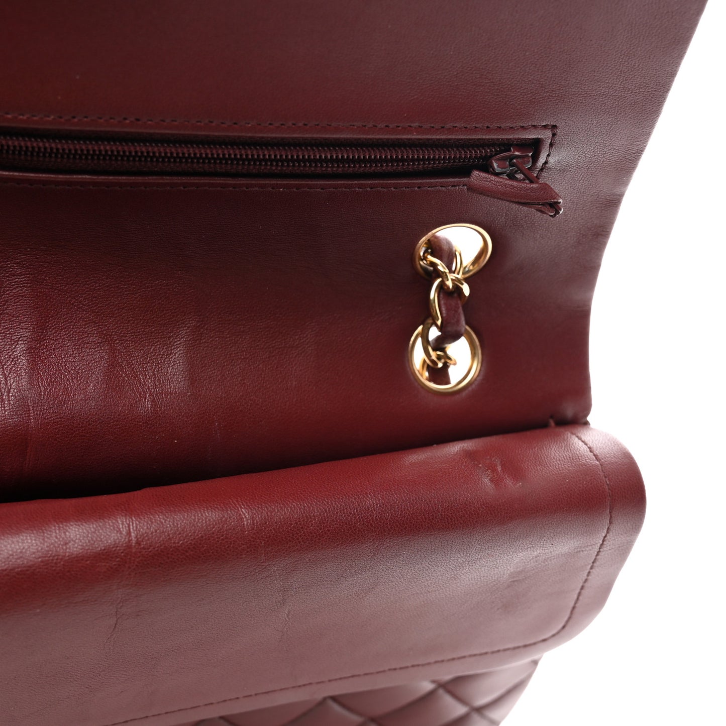 Lambskin Quilted Medium Double Flap Burgundy