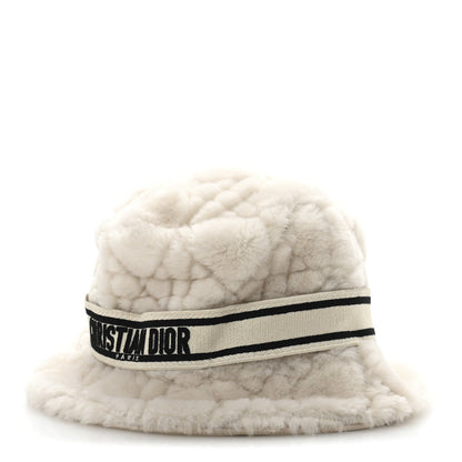Christian Dior Shearling Cannage D-Bobby Bucket Hat 58 Ecru 1 of 7