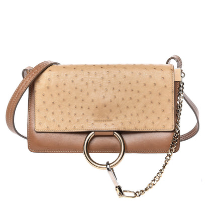 Chloe Ostrich Calfskin Small Faye Shoulder Bag Light Brown 1 of 13