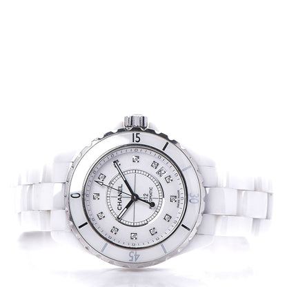 Chanel Stainless Steel Ceramic Diamond 38mm J12 Automatic Watch White 3 of 6