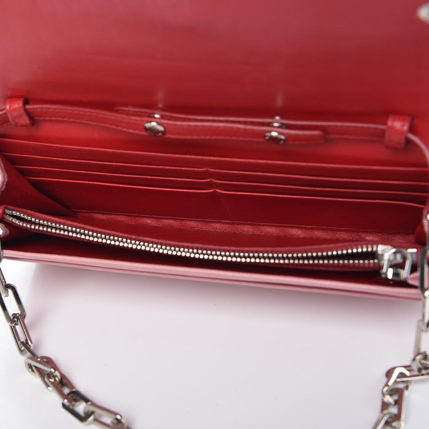 Nappa Matelasse Crystal Cherry Wallet On Chain Rosa