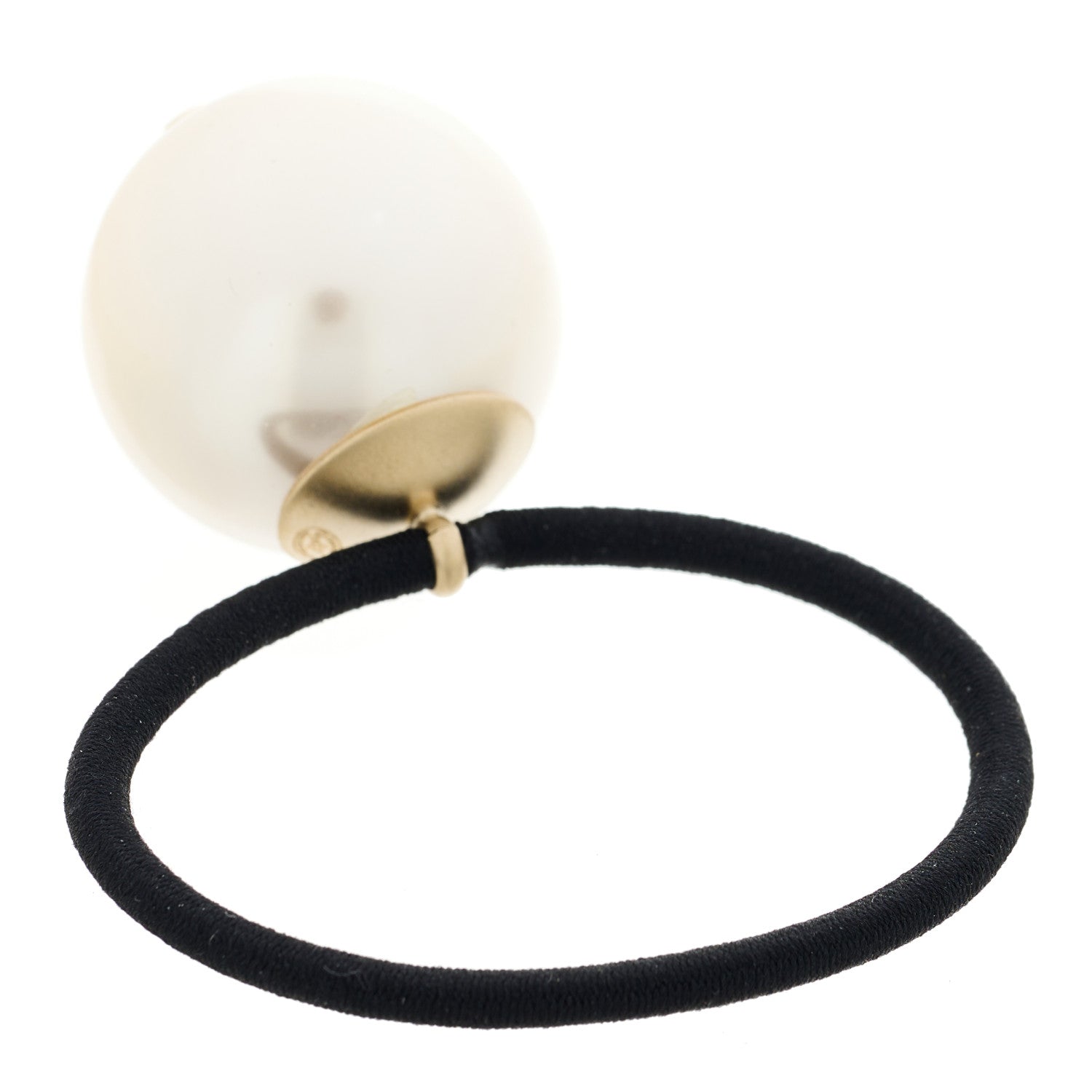 Chanel Pearl CC Hair Tie Black White 3 of 4