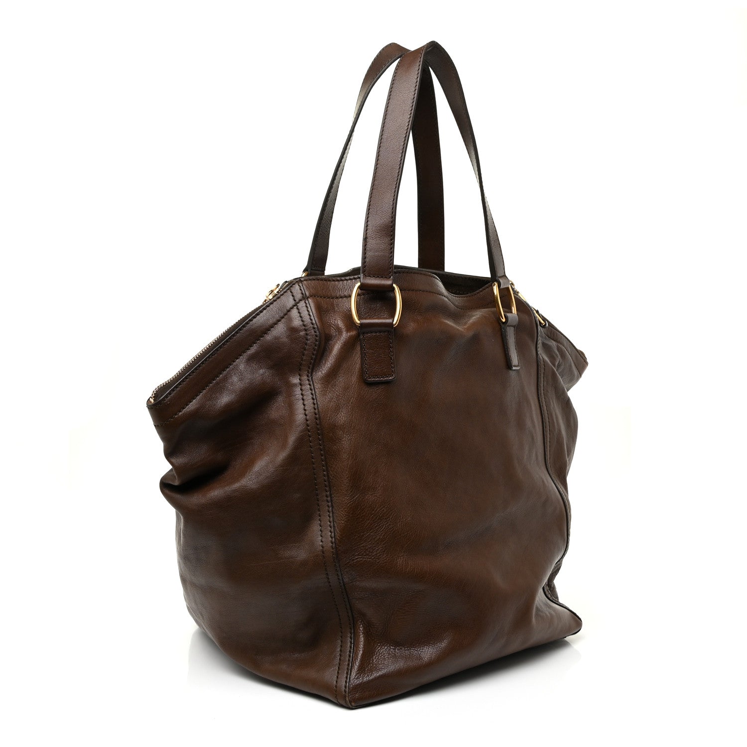 Saint Laurent Calfskin Medium Downtown Tote Brown 3 of 19