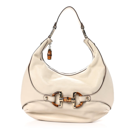 Gucci Monogram Bamboo Horsebit Amalfi Hobo Mystic White 1 of 10