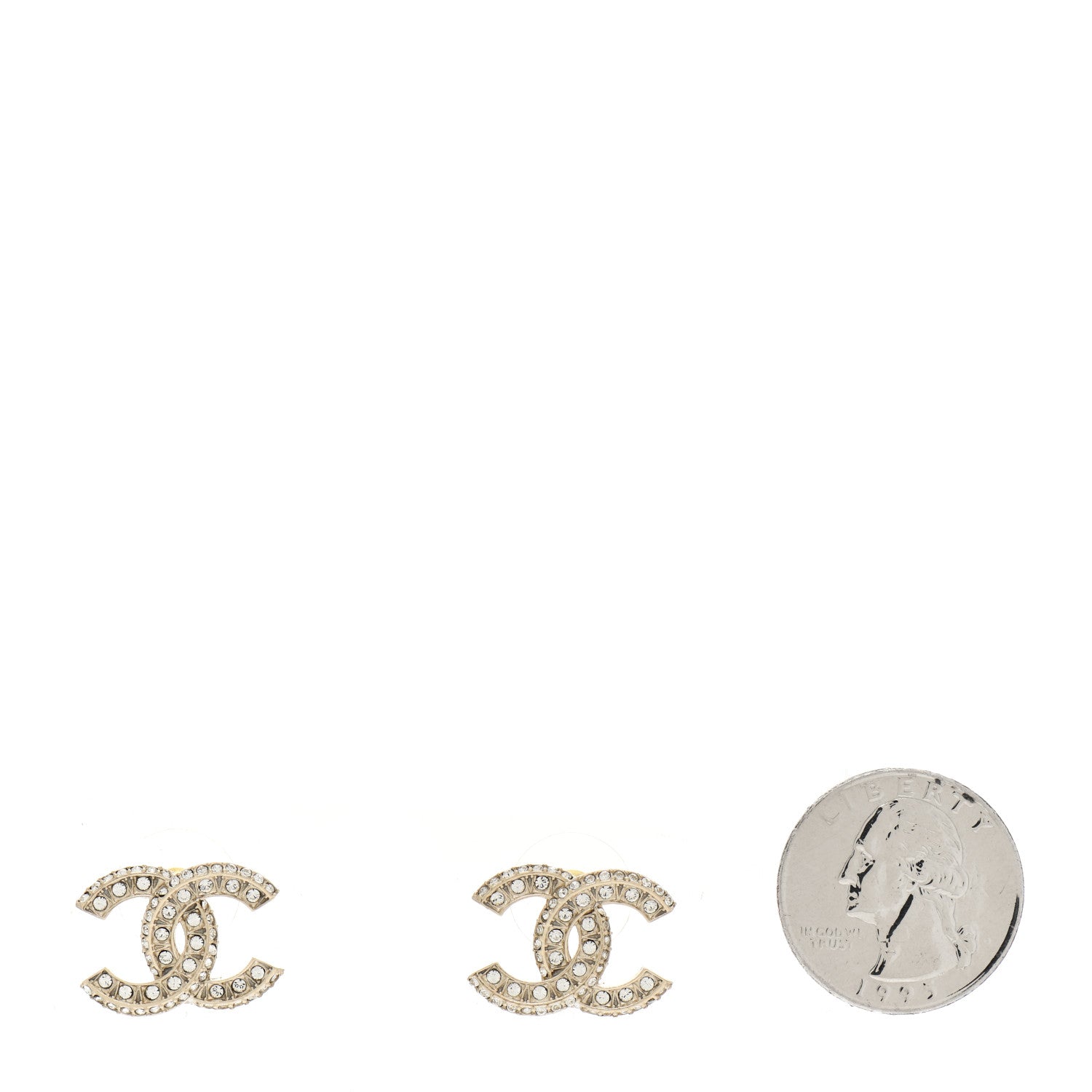 Chanel Crystal Timeless CC Earrings Light Gold 2 of 4