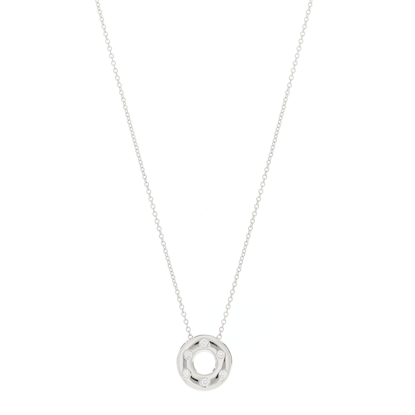 Platinum Diamond Etoile Circle Pendant Necklace