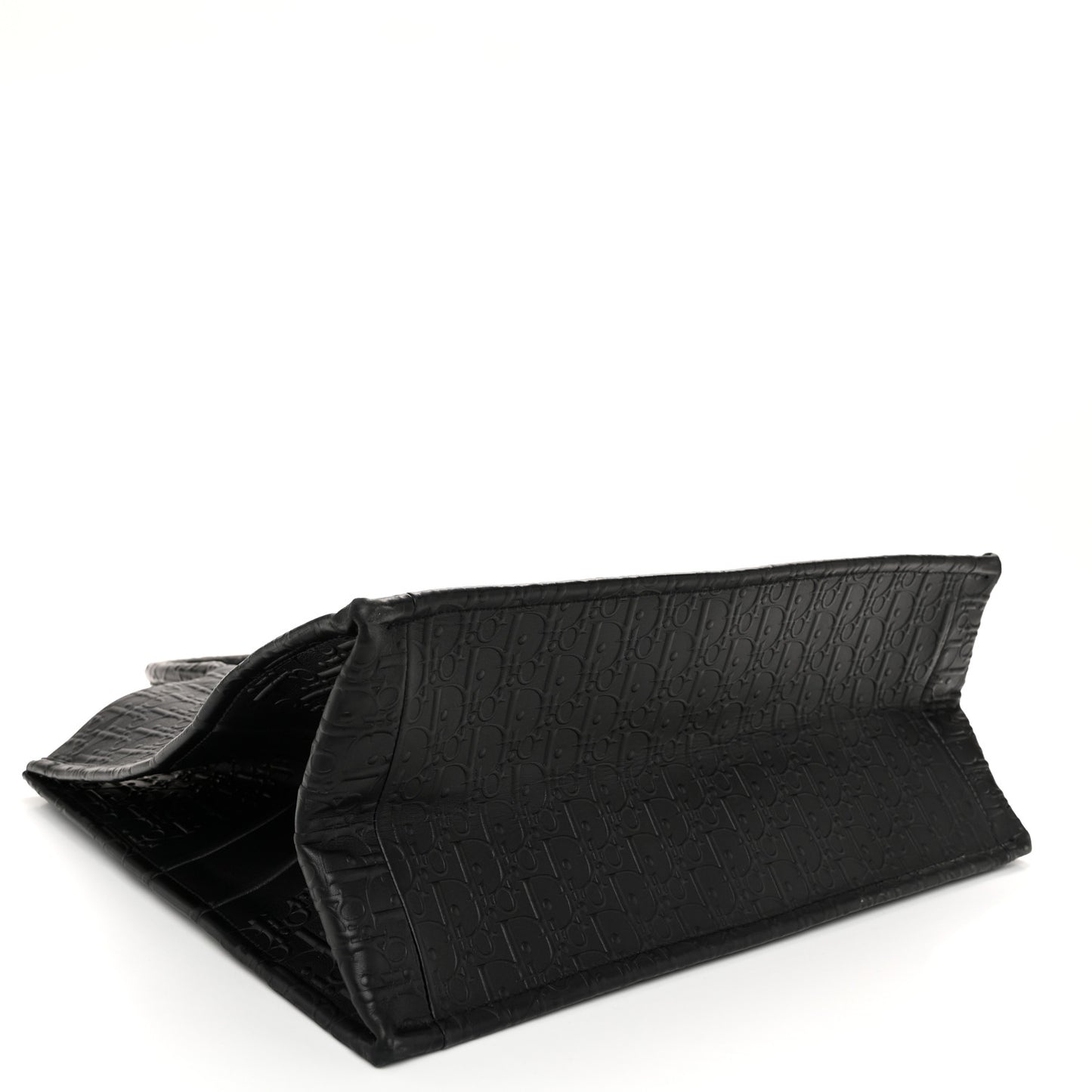 Oblique Calfskin Embossed Large Book Tote Black