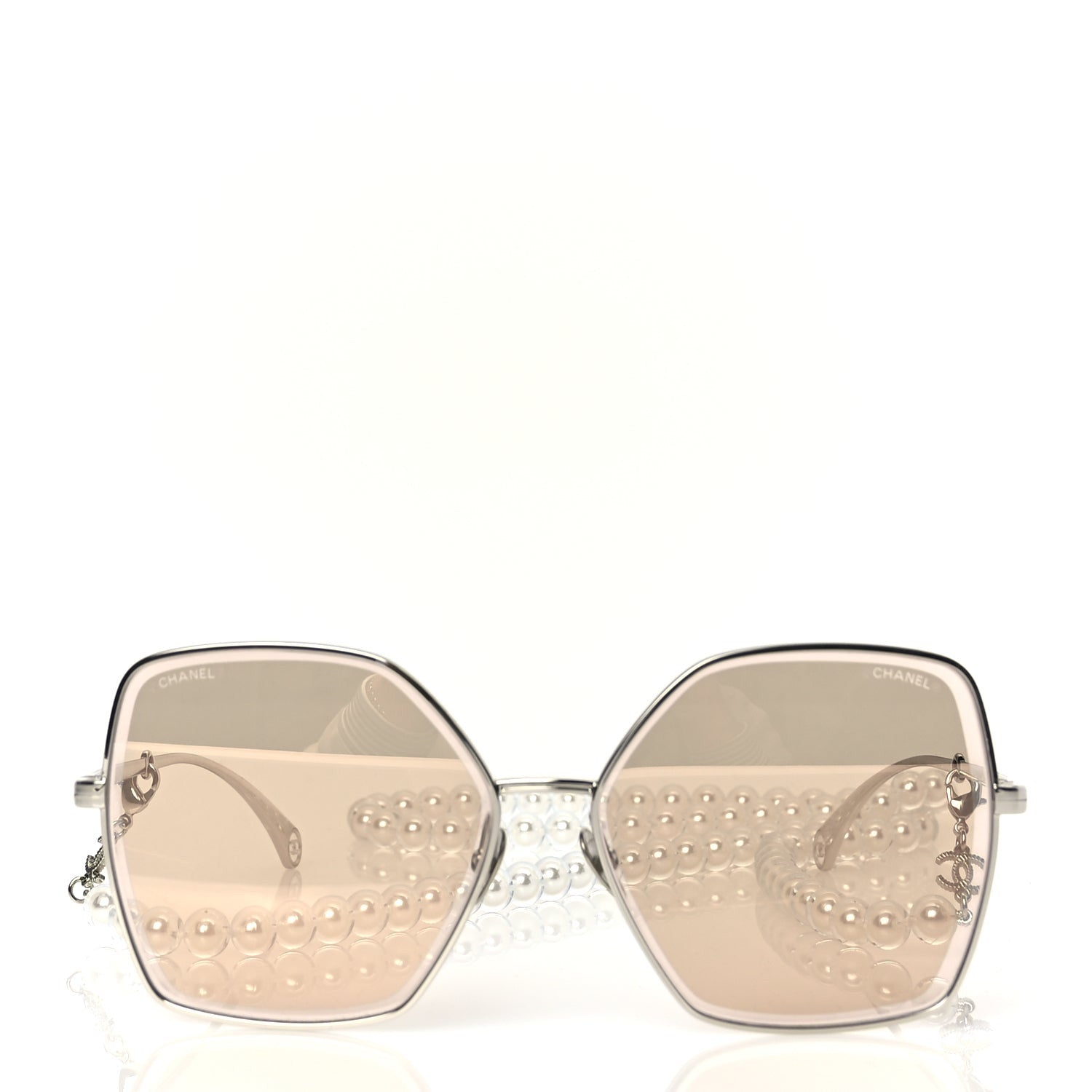 Chanel Butterfly Removable Pearl Chain Sunglasses 4262 Silver 2 of 7