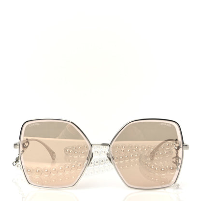 Chanel Butterfly Removable Pearl Chain Sunglasses 4262 Silver 2 of 7