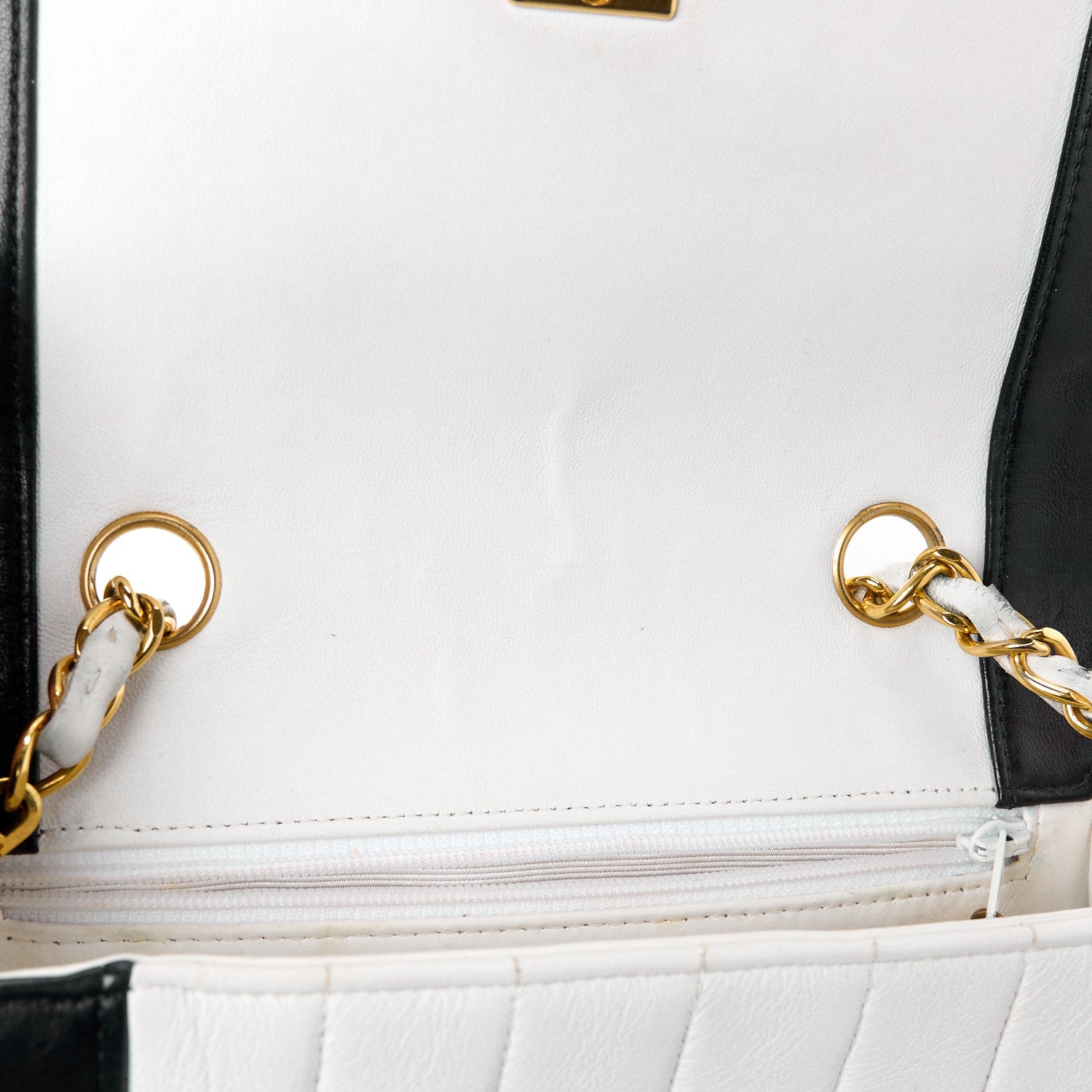 Chanel Lambskin Vertical Quilt Mini Flap Black White 13 of 18